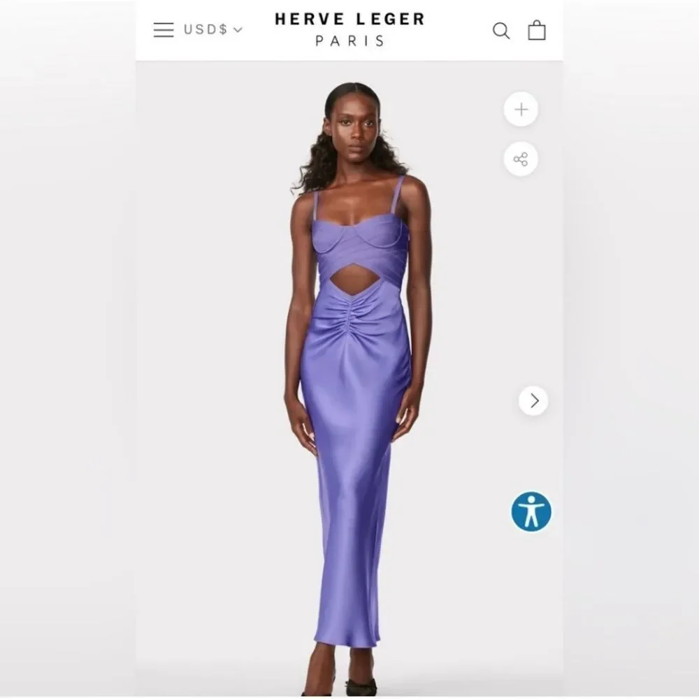 NWT Herve Leger Purple Cutout Dress Size 6 - Picture 2 of 9